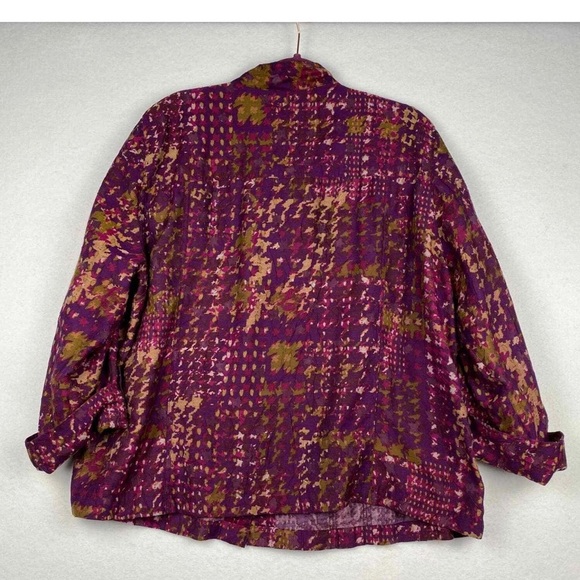 Ruby Rd. Women’s 3/4 sleeve Purple and Green Button Down Blouse Size 8P. - Picture 3 of 6